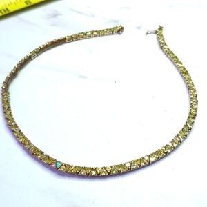 14k Gold Plated Necklace Tennis Vintage Light Green